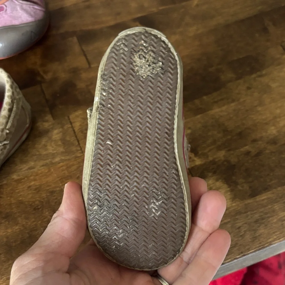 Used Sperry Kids Tan Slip-On Moccasins with Red Insole Accents